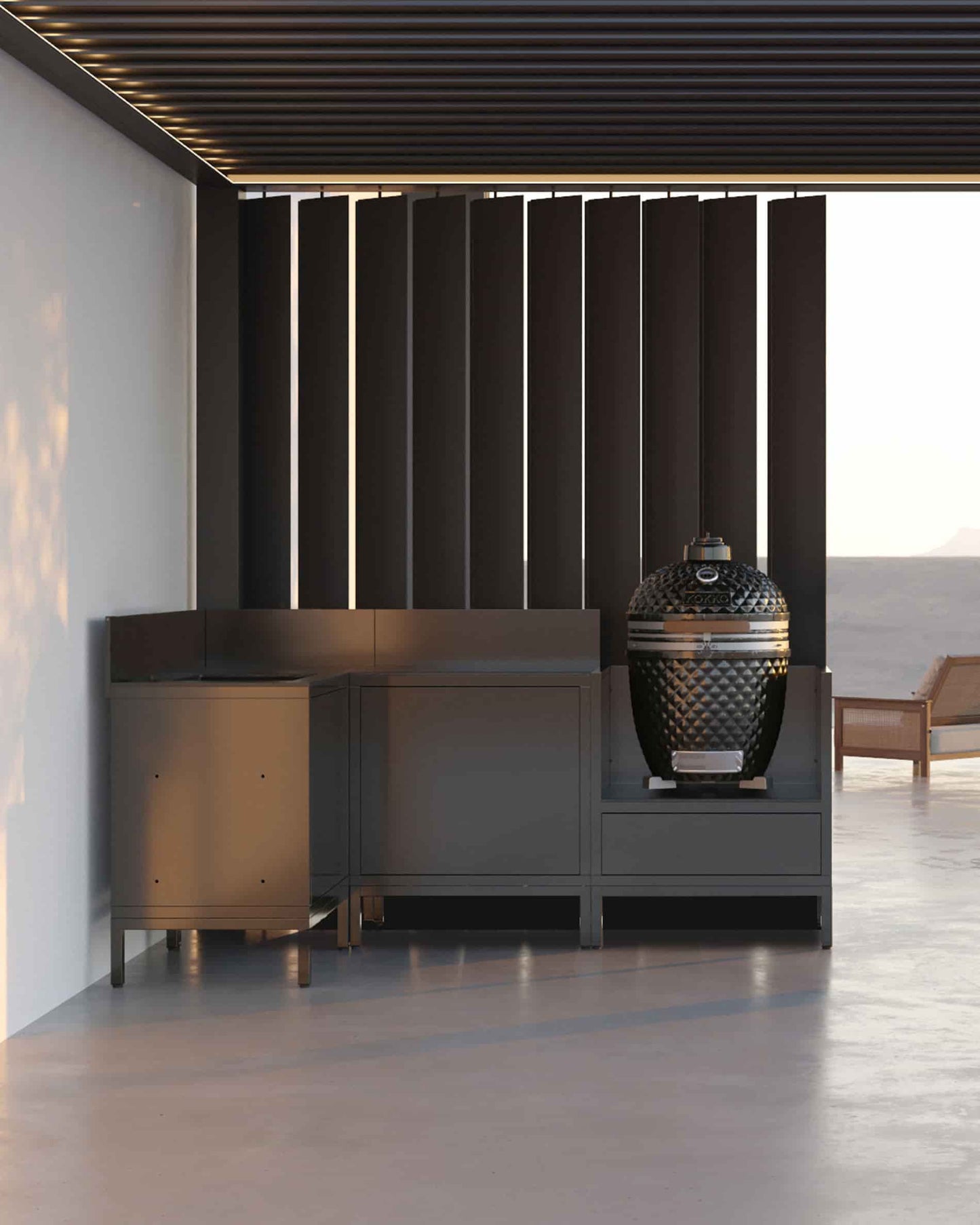 Cuisine d'extérieur PILOTIS - 4 modules avec angle pour Kokko